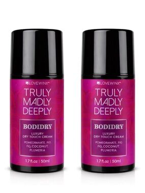 X2 LOVEWINX TRULY MADLY DEEPLY BODIDRY LUXURY DRYTOUCH CREAM 50ML - BRAND NEW